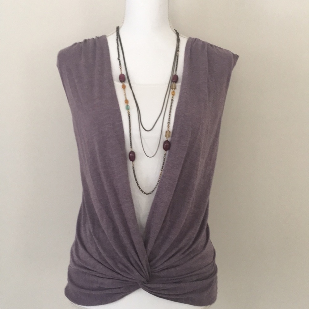 Urban Outfitters Lux cap sleeve twist front shirt
